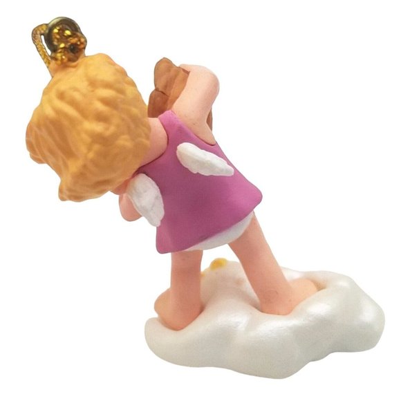 Starlight Angel Christmas Tree Ornament Gibson 1994 Pink Star Basket 2.5 Inch - Picture 3 of 6